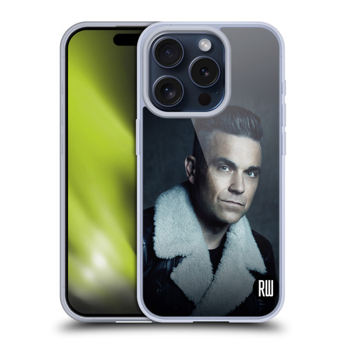 Robbie Williams Calendar Leather Jacket Soft Gel Case for Apple iPhone 15 Pro