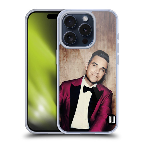 Robbie Williams Calendar Magenta Tux Soft Gel Case for Apple iPhone 15 Pro