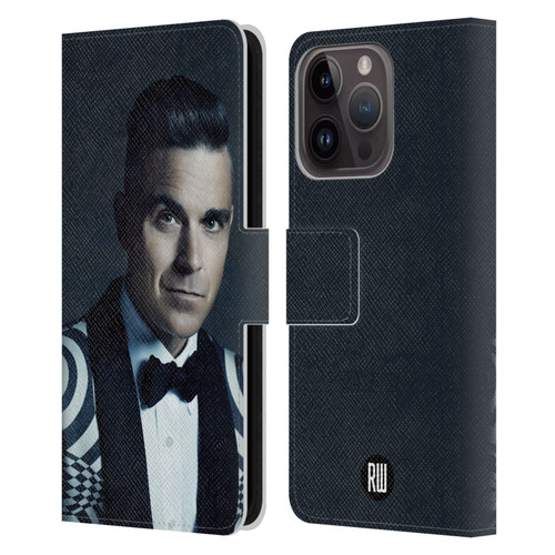Robbie Williams Calendar Printed Tux Leather Book Wallet Case Cover For Apple iPhone 15 Pro