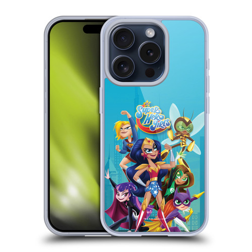 DC Super Hero Girls Rendered Characters Group Soft Gel Case for Apple iPhone 15 Pro