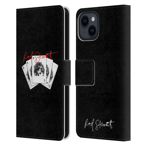 Rod Stewart Art Poker Hand Leather Book Wallet Case Cover For Apple iPhone 15