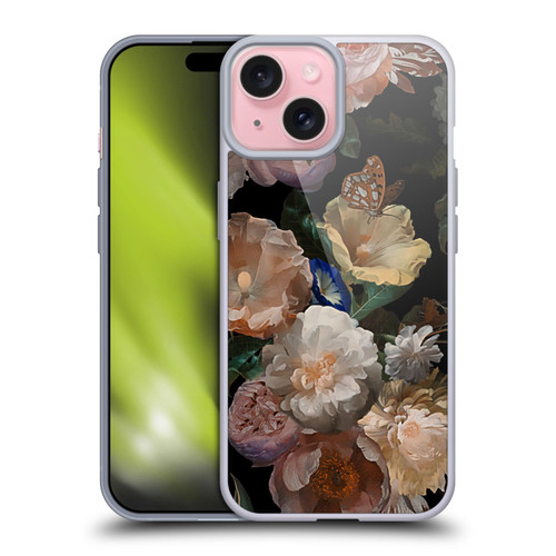 UtArt Antique Flowers Botanical Beauty Soft Gel Case for Apple iPhone 15