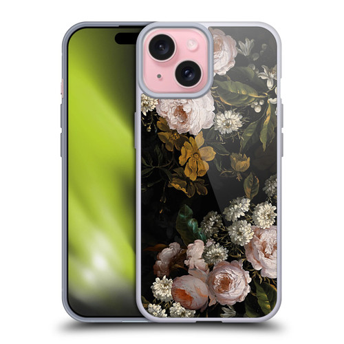 UtArt Antique Flowers Roses And Baby's Breath Soft Gel Case for Apple iPhone 15