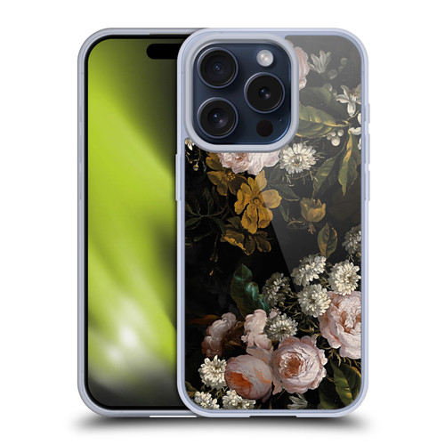 UtArt Antique Flowers Roses And Baby's Breath Soft Gel Case for Apple iPhone 15 Pro