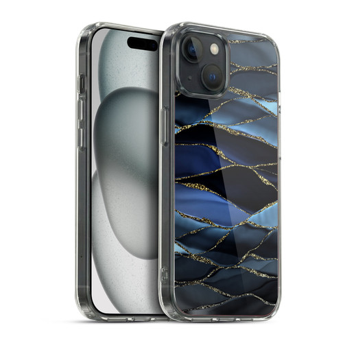 UtArt Dark Night Marble Deep Sparkle Waves Soft Gel Case for Apple iPhone 15 Plus & MagSafe