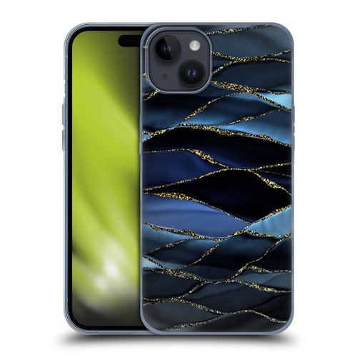 UtArt Dark Night Marble Deep Sparkle Waves Soft Gel Case for Apple iPhone 15 Plus