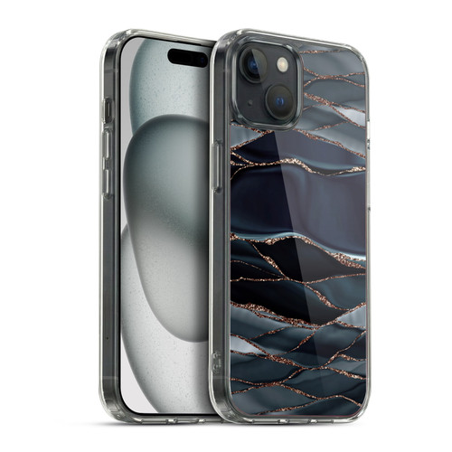 UtArt Dark Night Marble Waves Soft Gel Case for Apple iPhone 15 Plus & MagSafe