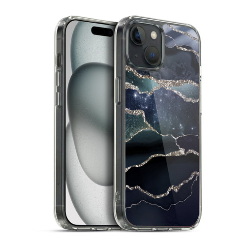UtArt Dark Night Marble Silver Midnight Sky Soft Gel Case for Apple iPhone 15 Plus & MagSafe