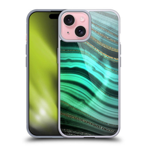 UtArt Malachite Emerald Glitter Gradient Soft Gel Case for Apple iPhone 15