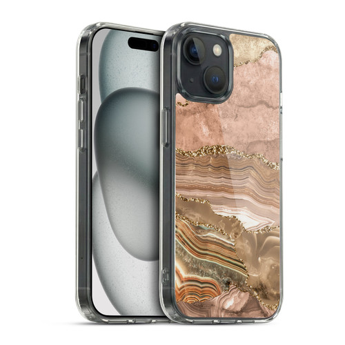 UtArt Wild Cat Marble Beige Gold Soft Gel Case for Apple iPhone 15 & MagSafe