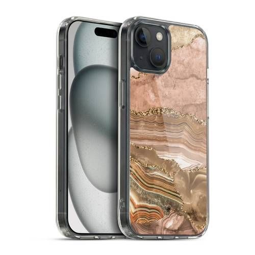 UtArt Wild Cat Marble Beige Gold Soft Gel Case for Apple iPhone 15 Plus & MagSafe