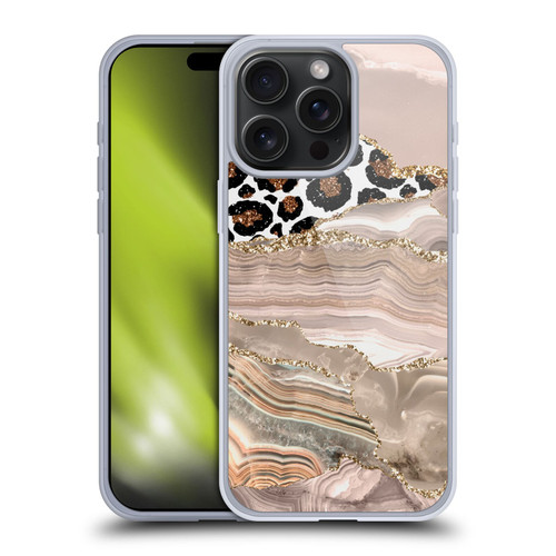 UtArt Wild Cat Marble Cheetah Waves Soft Gel Case for Apple iPhone 15 Pro Max