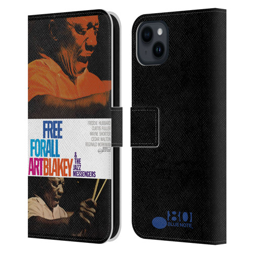 Blue Note Records Albums Art Blakey Free For All Leather Book Wallet Case Cover For Apple iPhone 15 Plus