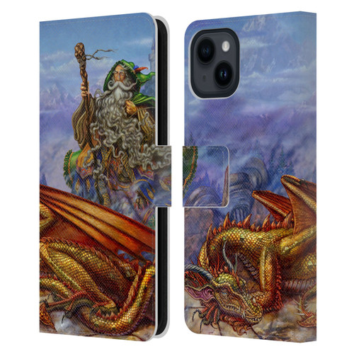 Myles Pinkney Mythical Dragonlands Leather Book Wallet Case Cover For Apple iPhone 15