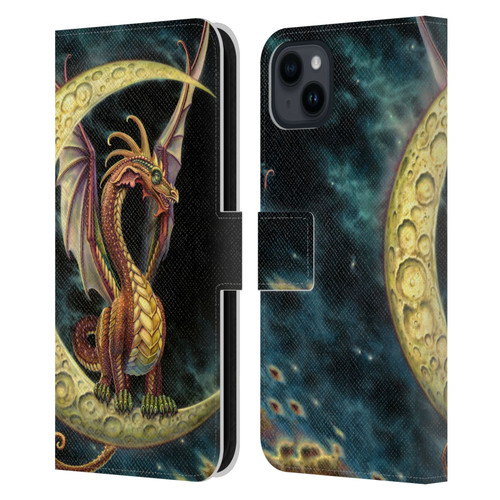 Myles Pinkney Mythical Moon Dragon Leather Book Wallet Case Cover For Apple iPhone 15 Plus
