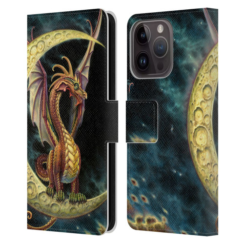 Myles Pinkney Mythical Moon Dragon Leather Book Wallet Case Cover For Apple iPhone 15 Pro