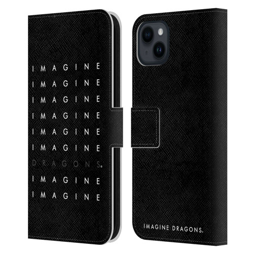 Imagine Dragons Key Art Logo Repeat Leather Book Wallet Case Cover For Apple iPhone 15 Plus