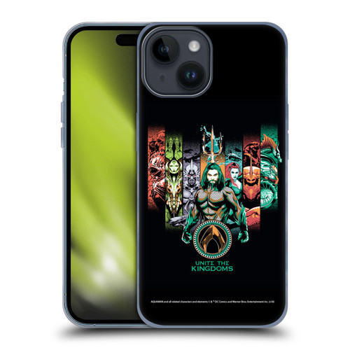 Aquaman Movie Graphics Unite The Kingdoms Soft Gel Case for Apple iPhone 15
