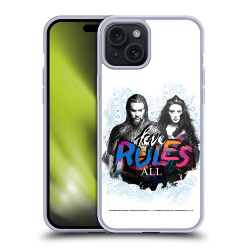 Aquaman Movie Graphics Love Rules All Soft Gel Case for Apple iPhone 15 Plus