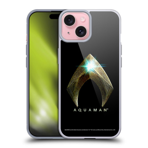 Aquaman Movie Logo Main Black Soft Gel Case for Apple iPhone 15
