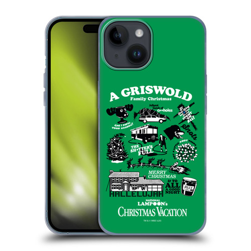 National Lampoon's Christmas Vacation Graphics Griswold Family Soft Gel Case for Apple iPhone 15