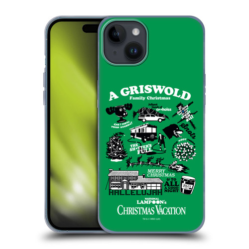 National Lampoon's Christmas Vacation Graphics Griswold Family Soft Gel Case for Apple iPhone 15 Plus