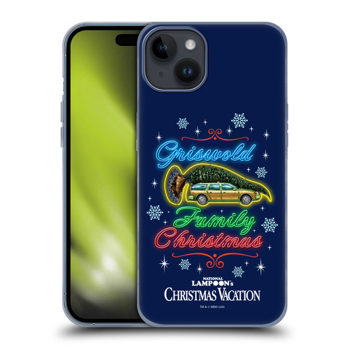 National Lampoon's Christmas Vacation Graphics Neon Lights Soft Gel Case for Apple iPhone 15 Plus