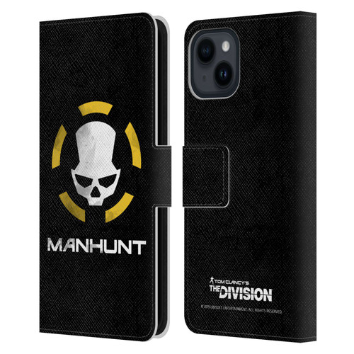 Tom Clancy's The Division Dark Zone Manhunt Logo Leather Book Wallet Case Cover For Apple iPhone 15