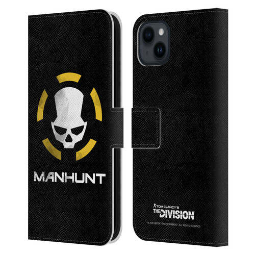 Tom Clancy's The Division Dark Zone Manhunt Logo Leather Book Wallet Case Cover For Apple iPhone 15 Plus
