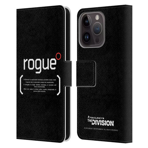 Tom Clancy's The Division Dark Zone Rouge 1 Leather Book Wallet Case Cover For Apple iPhone 15 Pro