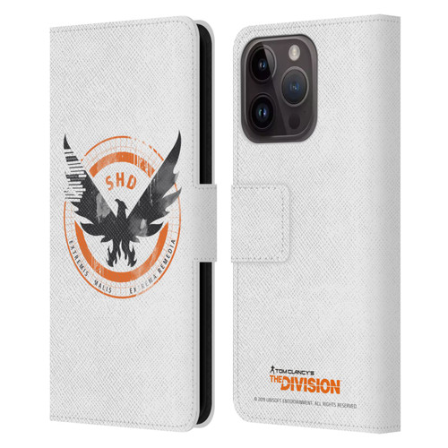 Tom Clancy's The Division Key Art Logo White Leather Book Wallet Case Cover For Apple iPhone 15 Pro