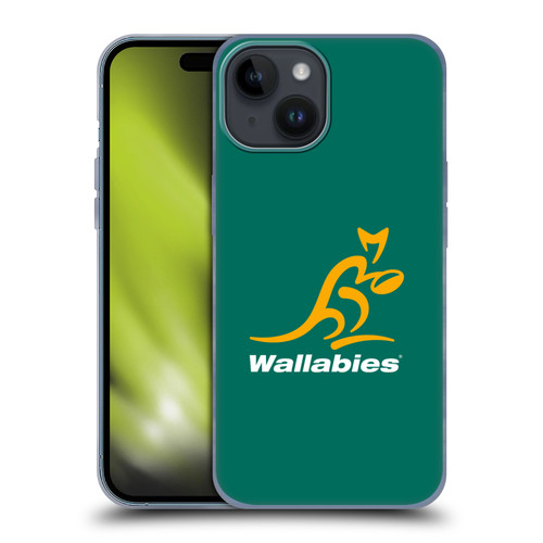 Australia National Rugby Union Team Crest Plain Green Soft Gel Case for Apple iPhone 15