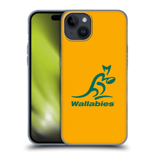 Australia National Rugby Union Team Crest Plain Yellow Soft Gel Case for Apple iPhone 15 Plus