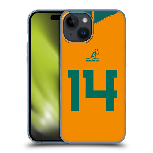 Australia National Rugby Union Team 2021/22 Players Jersey Position 14 Soft Gel Case for Apple iPhone 15