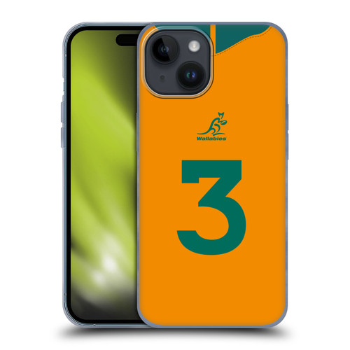 Australia National Rugby Union Team 2021/22 Players Jersey Position 3 Soft Gel Case for Apple iPhone 15