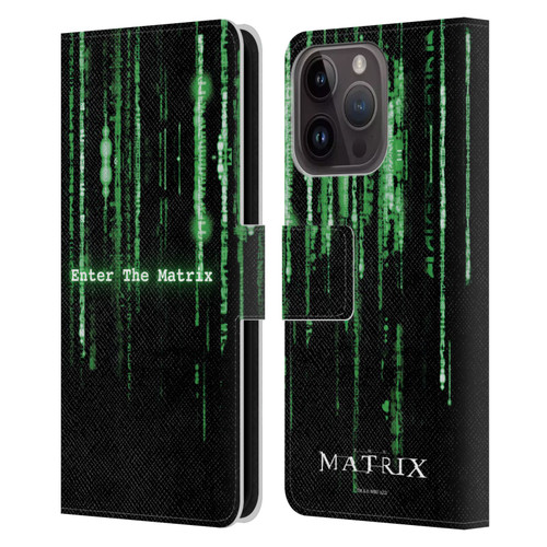 The Matrix Key Art Enter The Matrix Leather Book Wallet Case Cover For Apple iPhone 15 Pro