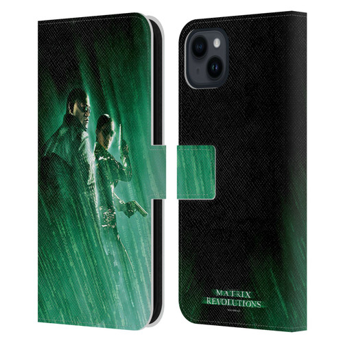 The Matrix Revolutions Key Art Morpheus Trinity Leather Book Wallet Case Cover For Apple iPhone 15 Plus
