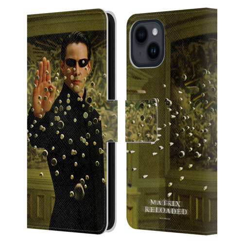 The Matrix Reloaded Key Art Neo 3 Leather Book Wallet Case Cover For Apple iPhone 15
