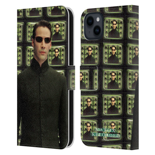 The Matrix Reloaded Key Art Neo 2 Leather Book Wallet Case Cover For Apple iPhone 15 Plus