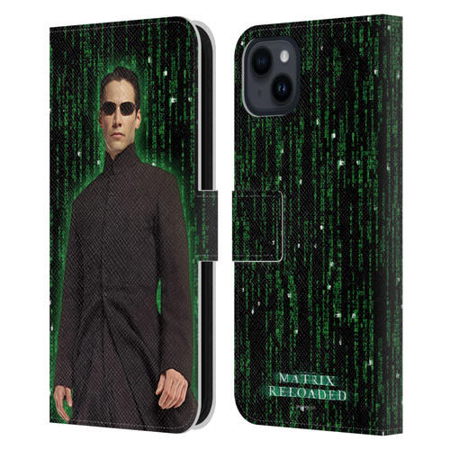 The Matrix Reloaded Key Art Neo 1 Leather Book Wallet Case Cover For Apple iPhone 15 Plus