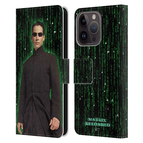 The Matrix Reloaded Key Art Neo 1 Leather Book Wallet Case Cover For Apple iPhone 15 Pro