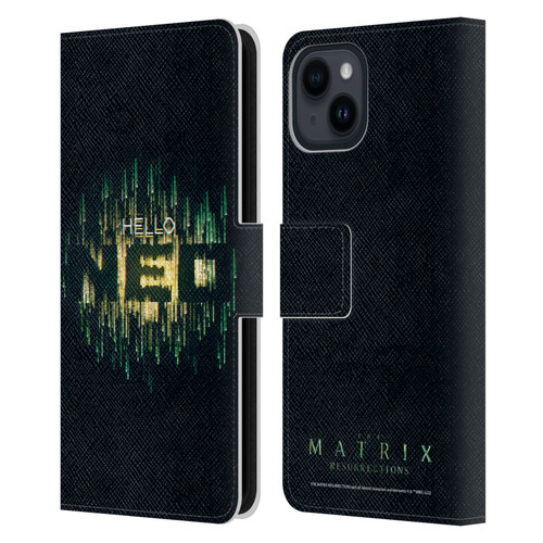 The Matrix Resurrections Key Art Hello Neo Leather Book Wallet Case Cover For Apple iPhone 15