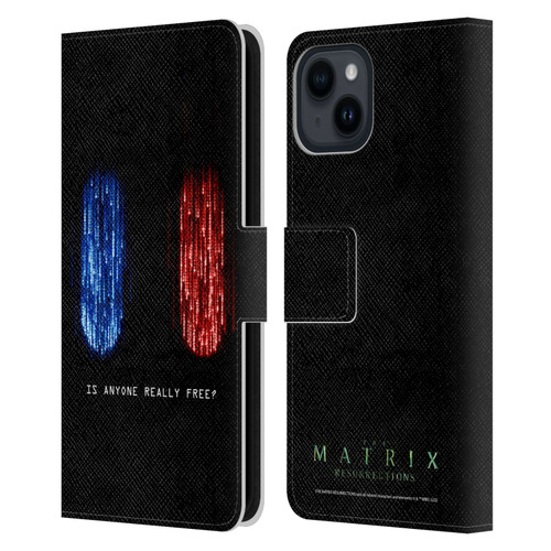 The Matrix Resurrections Key Art Is Anyone Really Free Leather Book Wallet Case Cover For Apple iPhone 15