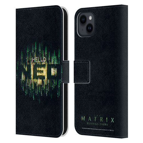 The Matrix Resurrections Key Art Hello Neo Leather Book Wallet Case Cover For Apple iPhone 15 Plus