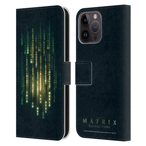 The Matrix Resurrections Key Art This Is Not The Real World Leather Book Wallet Case Cover For Apple iPhone 15 Pro Max