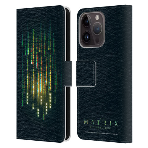 The Matrix Resurrections Key Art This Is Not The Real World Leather Book Wallet Case Cover For Apple iPhone 15 Pro