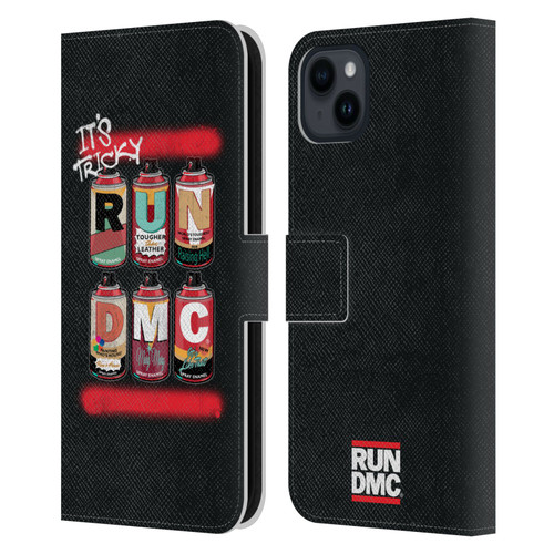 Run-D.M.C. Key Art Spray Cans Leather Book Wallet Case Cover For Apple iPhone 15 Plus