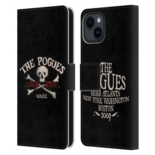 The Pogues Graphics Skull Leather Book Wallet Case Cover For Apple iPhone 15