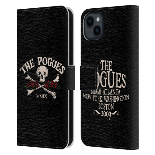 The Pogues Graphics Skull Leather Book Wallet Case Cover For Apple iPhone 15 Plus