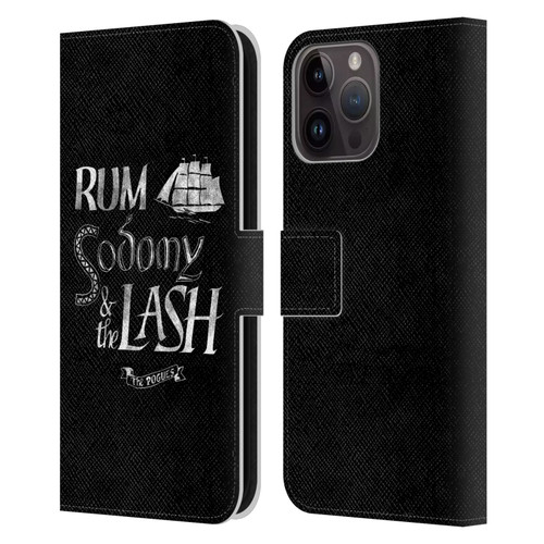 The Pogues Graphics Rum Sodony & The Lash Leather Book Wallet Case Cover For Apple iPhone 15 Pro Max